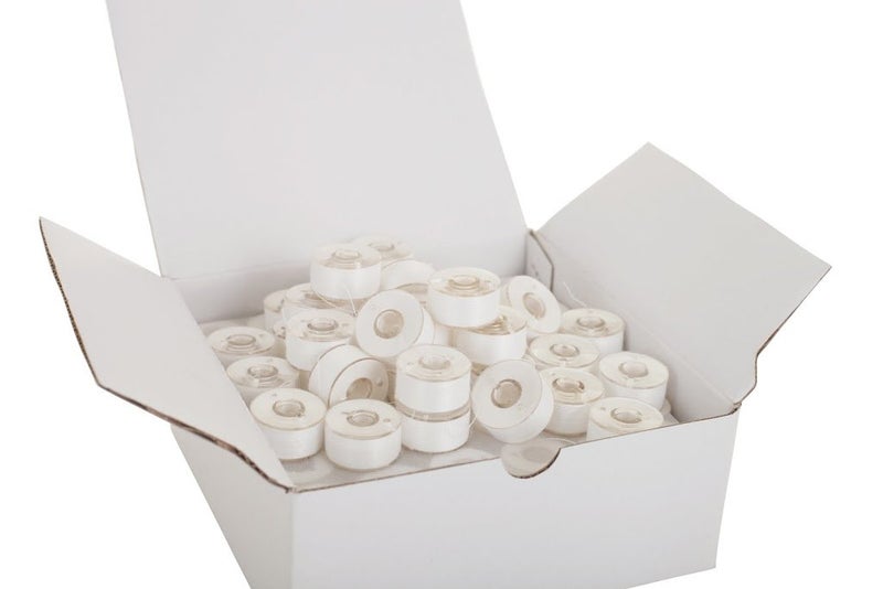Embroidex Set of 144 Embroidex 90 Weight Wt White Plastic Sided Prewound Bobbin Thread Size 15/A 156 A for Brother Embroidery Machine - Image 2